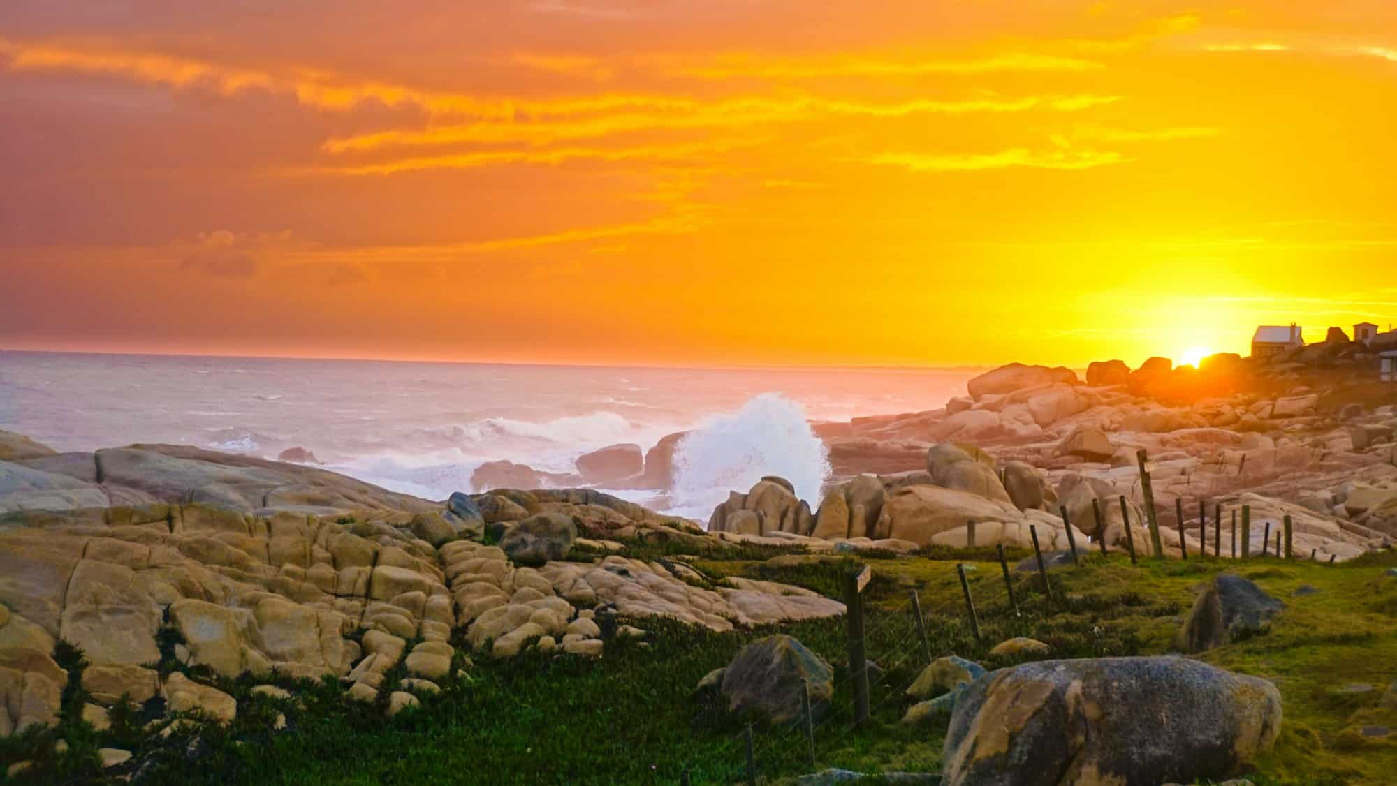 Breathtaking shot of beautiful and scenic sunset at Cabo Polonio